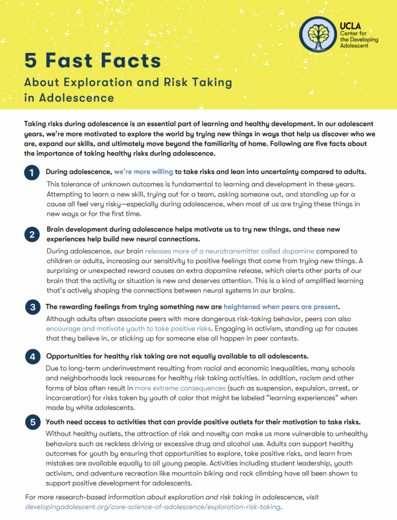 5 Fast Facts About Exploration and Risk Taking in Adolescence Cover