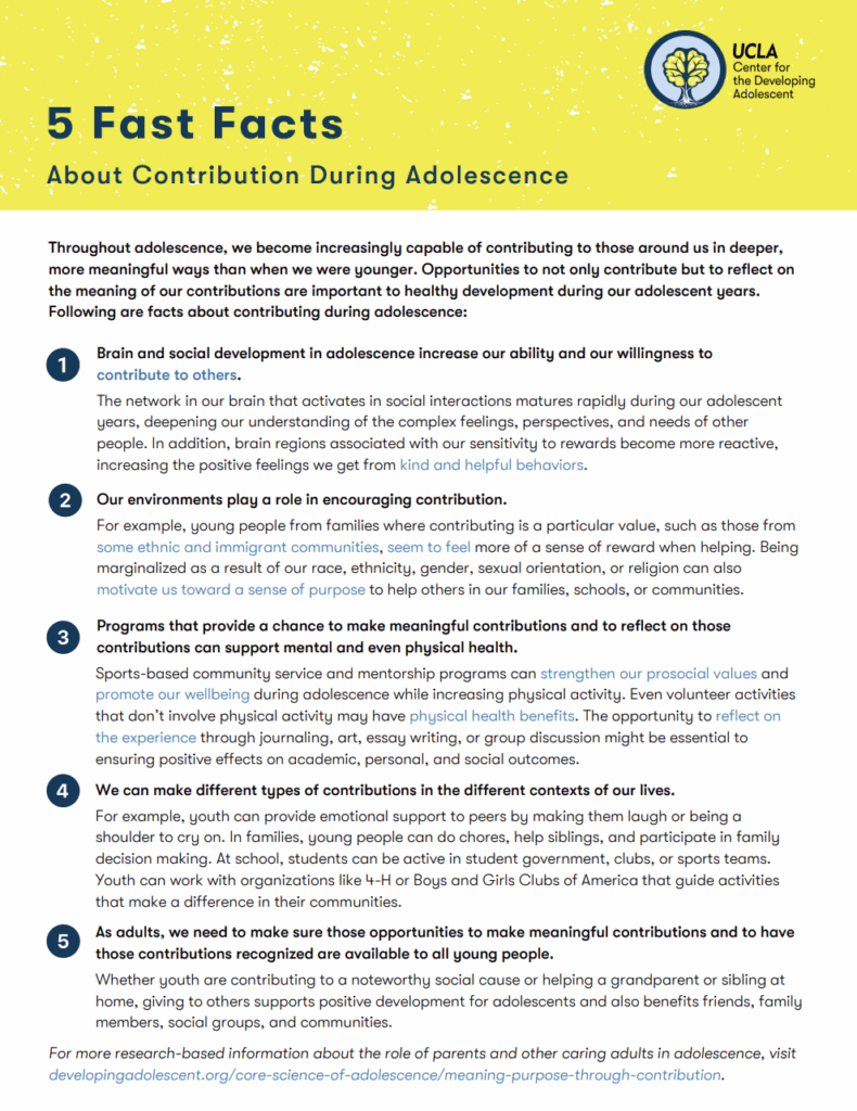 5 Fast Facts About Contribution During Adolescence