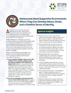Adolescents Need Supportive Environments Where They Can Develop Values, Goals, and A Positive Sense of Identity Cover